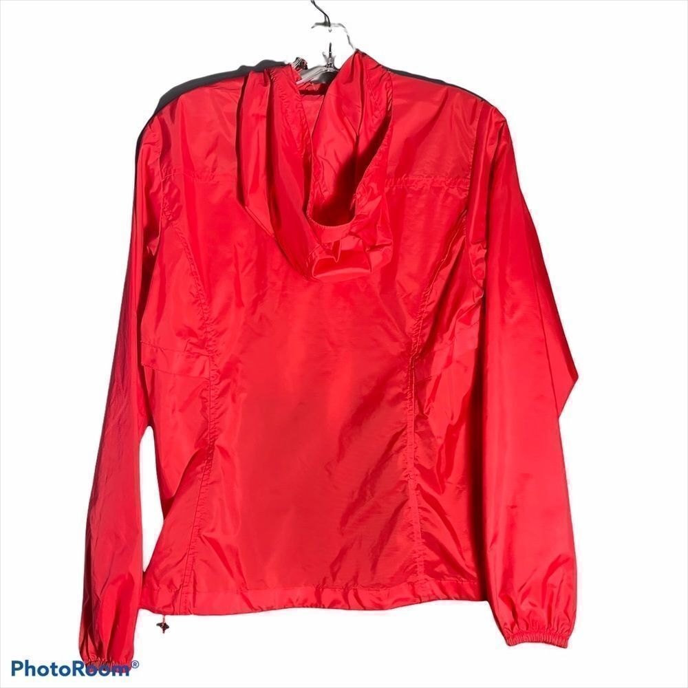 Eddie Bauer red orange windbreaker coat jacket small hood hooded front zip EUC - Picture 2 of 16